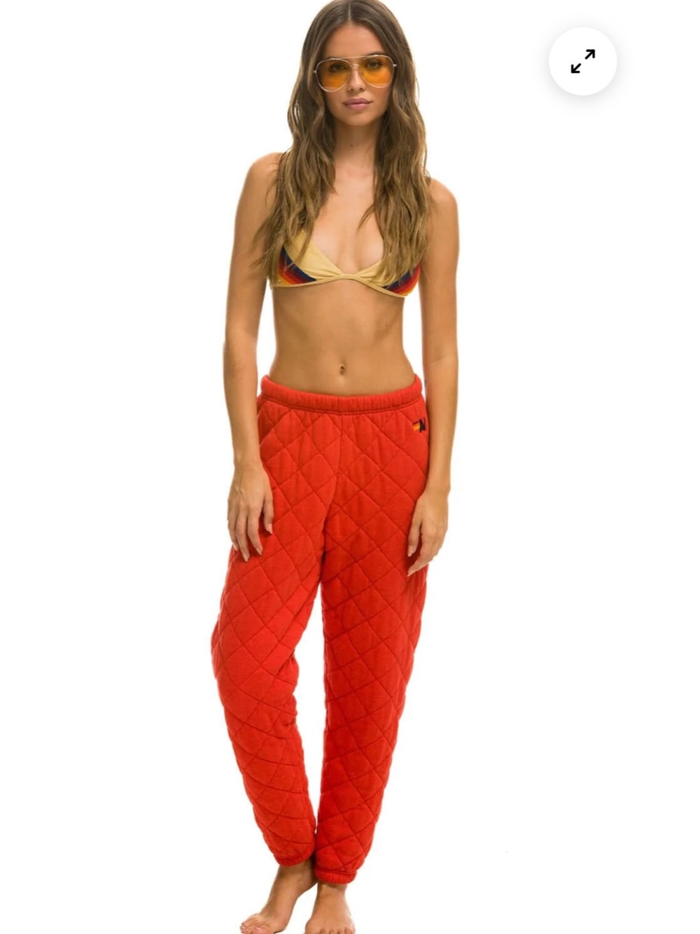 Aviator Nation Quilted Red Jogger Pants